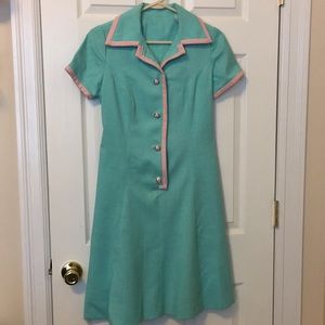 Vintage pastel swing dress w/buttons 1950s